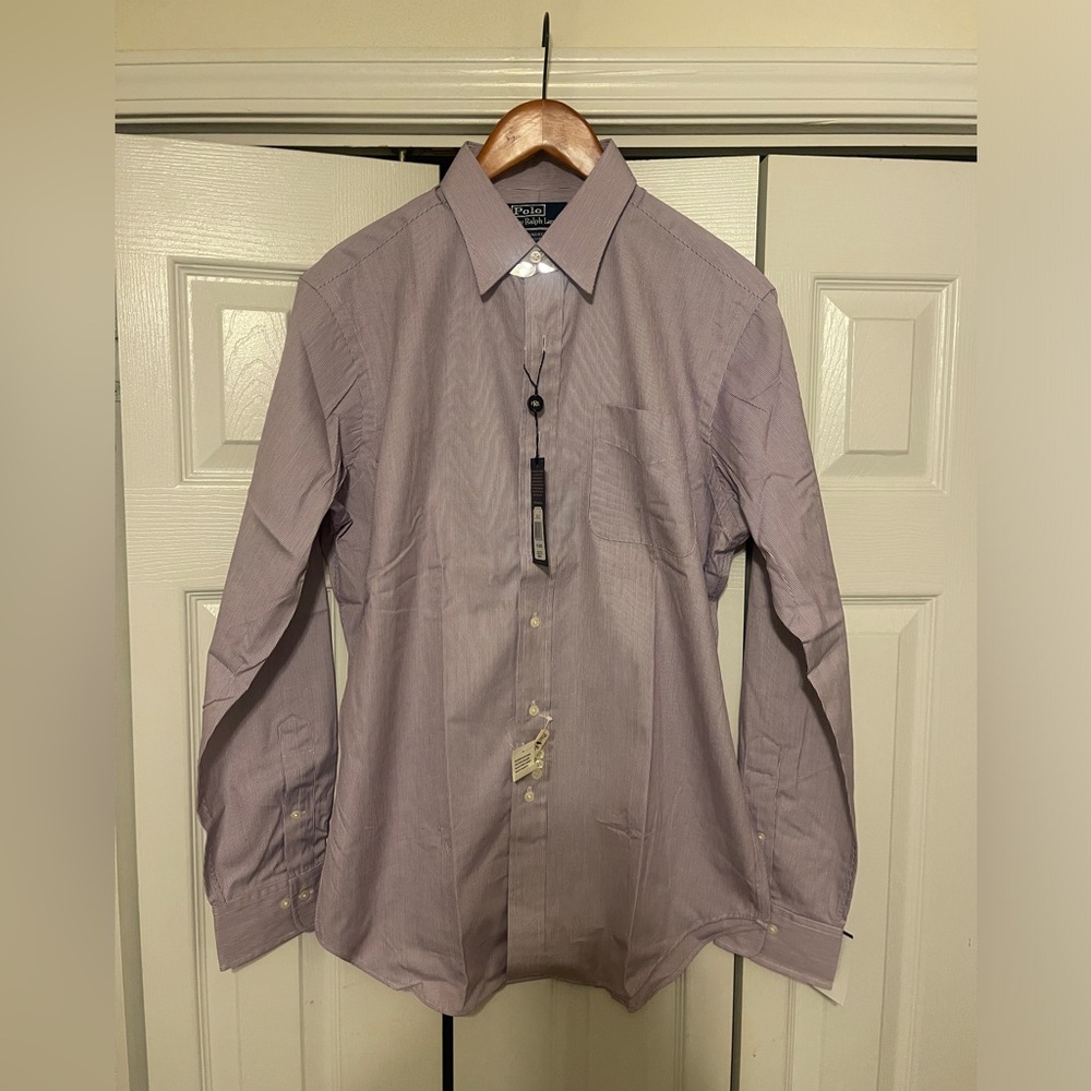 POLO By Ralph Lauren Purple Button Down~NWT~ size15 1/2 34/35 Andrew Classic Fit